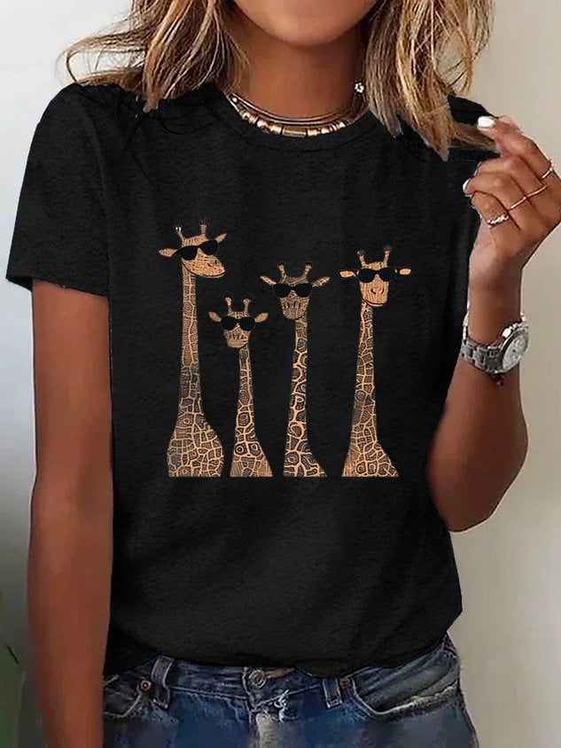 Giraff Crew Neck Loose Casual T-Shirt