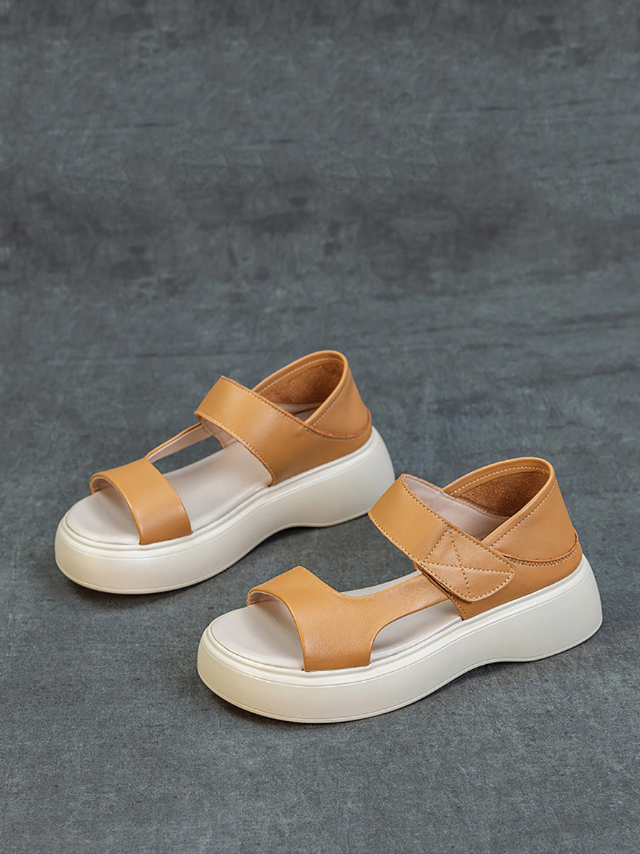 Women Summer Casual Genuine Leather Platform Sandals