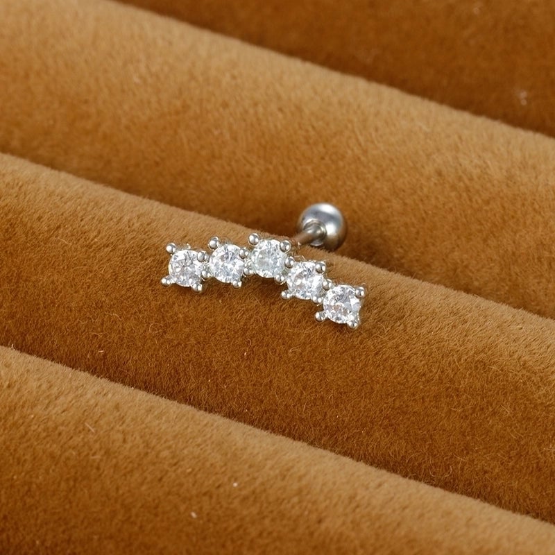 1 Piece Minimalist Geometric Plating Inlay Stainless Steel Zircon Cartilage Earrings