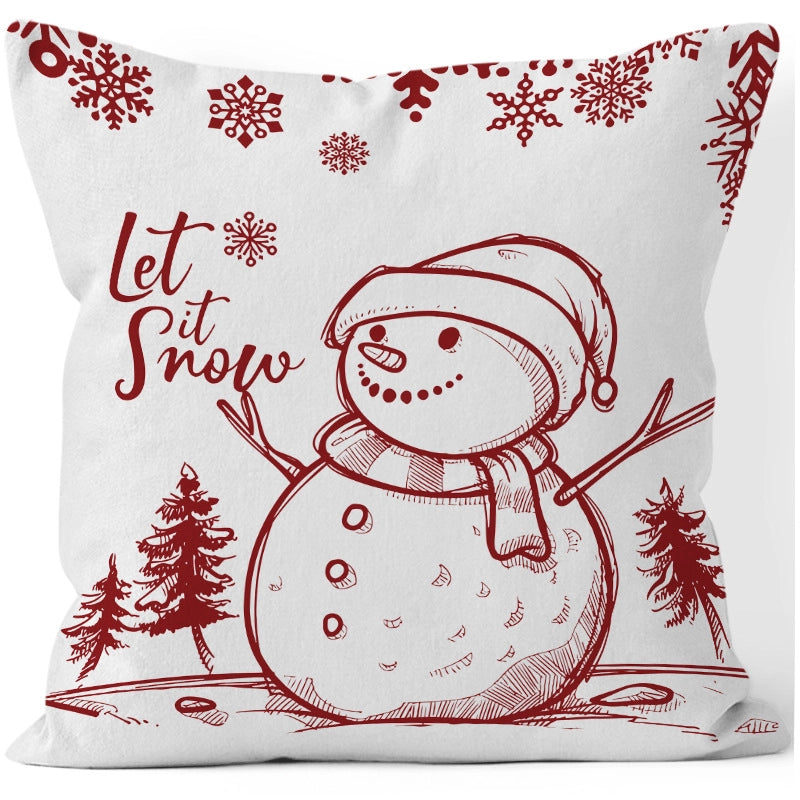Cute Christmas Tree Snowman Short Plush Pillow Cases