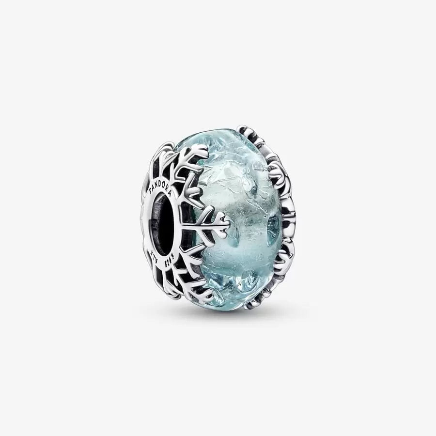 Winter Blue Snowflake Murano Pandora Charm