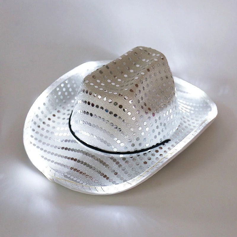 Spring New Sequined Luminous LED Jazz Hat Music Carnival Festival Banquet Party Hat Fashion