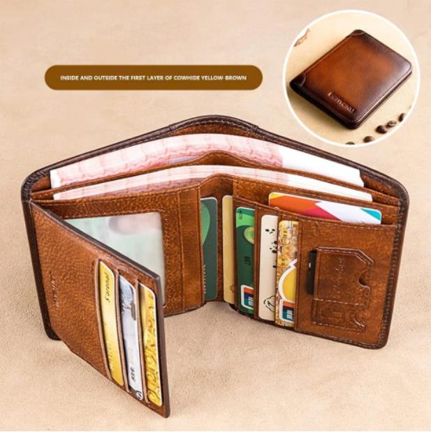 Multifunctional RFID Blocking Waterproof Durable Leather Wallet
