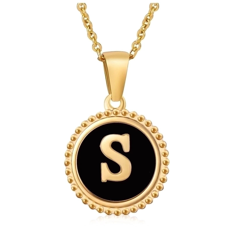 Fashion Round Letter 304 Stainless Steel 18K Gold Plated Enamel Gold Plated Pendant Necklace