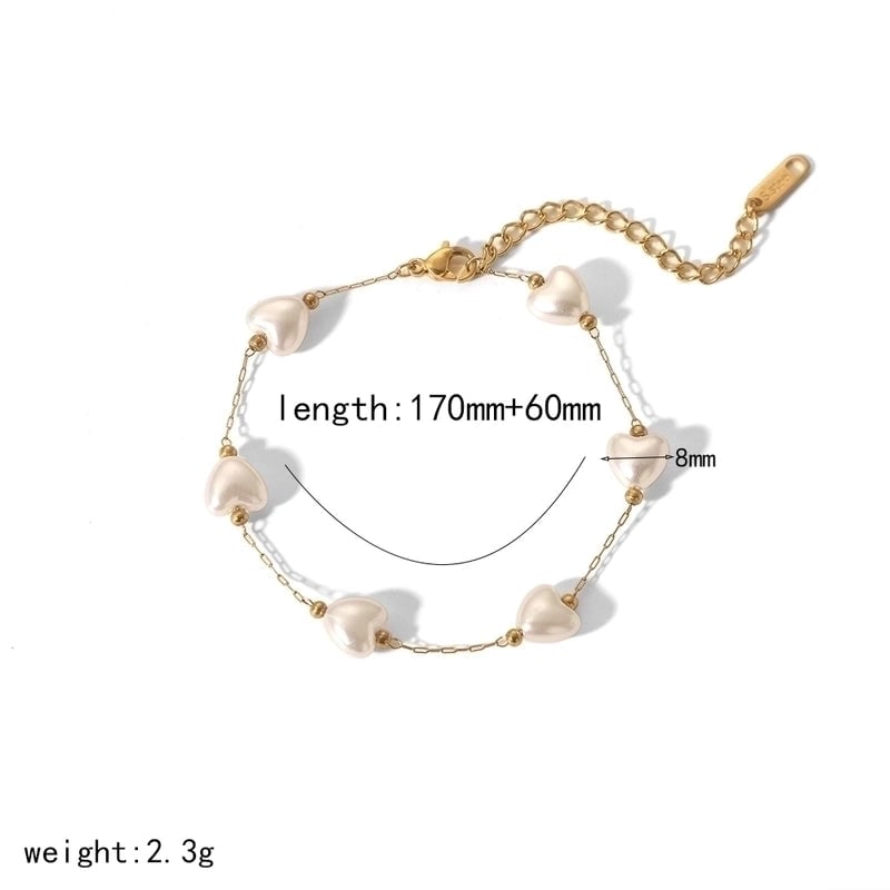 Minimalist Classic Style Pentagram Geometric Heart Shape 304 Stainless Steel 18K Gold Plated Bracelets Necklace