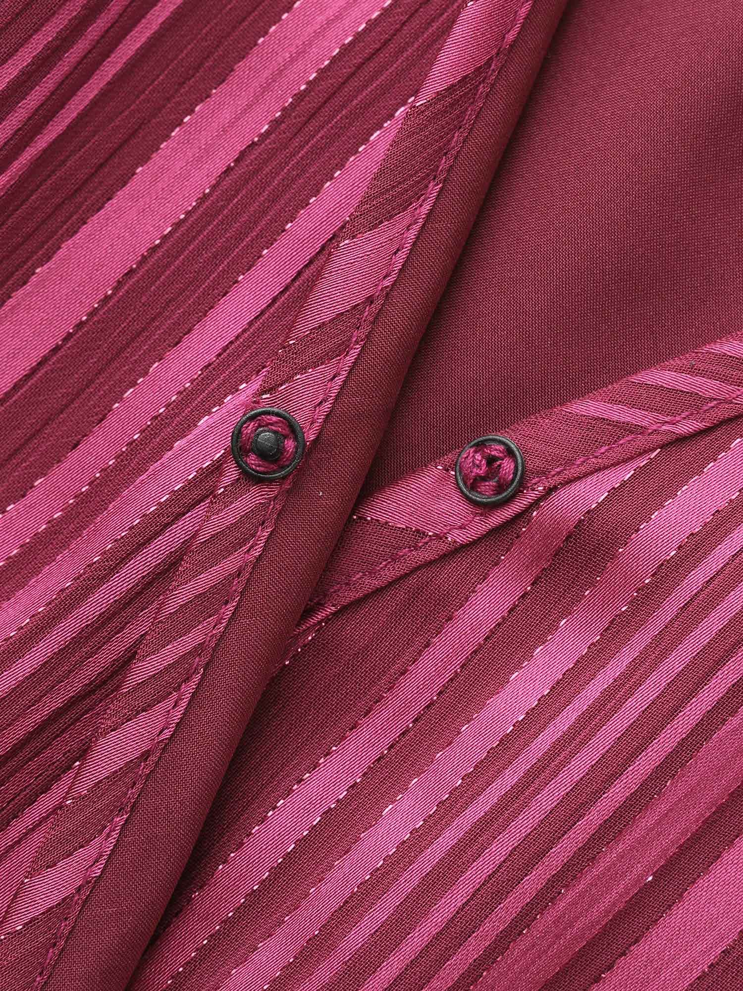 Chiffon Overlap Collar Ruffle Trim Dress