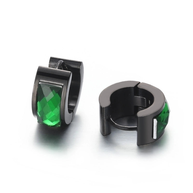 1 Pair Minimalist U Shape Plating Inlay Titanium Steel Glass 18K Gold Plated Earrings