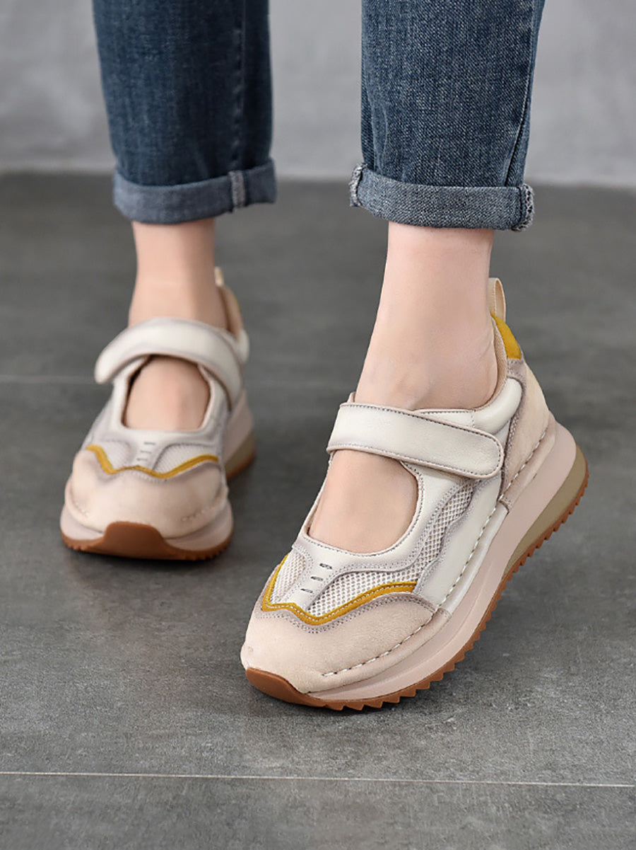 Women Casual Summer Leather Spliced Platform Shoes