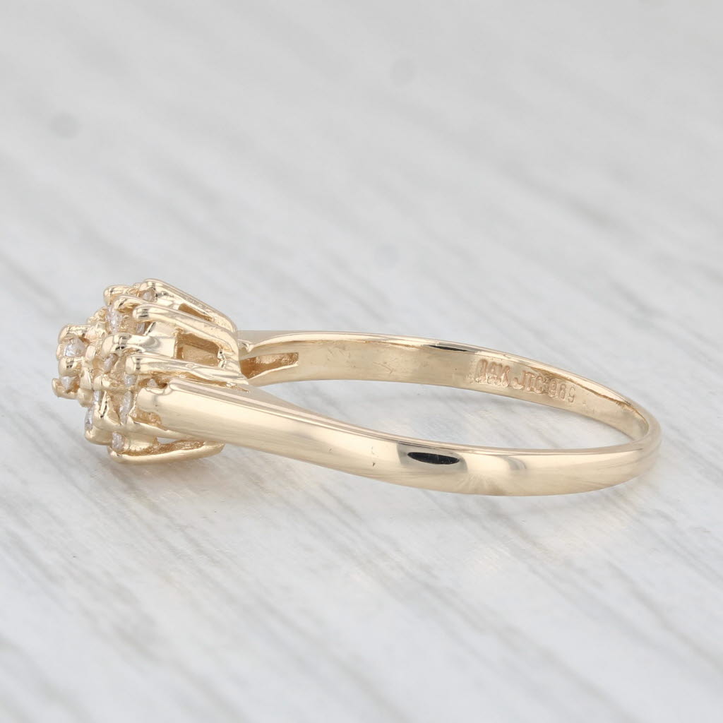 0.23ctw Diamond Cluster Engagement Ring 14k Yellow Gold Size 7.25