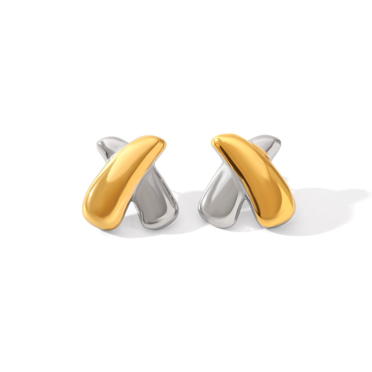 Gold And Silver Color Matching Geometric Stainless Steel Earrings For Women Niche Titanium Steel Earrings