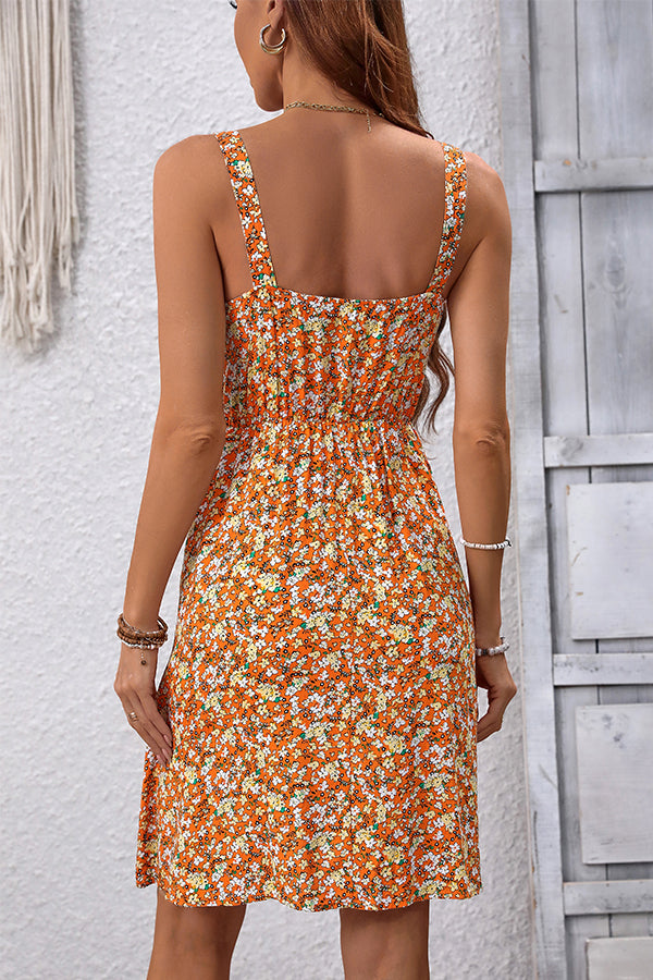 Floral Print Sleeveless Casual Mini Dress