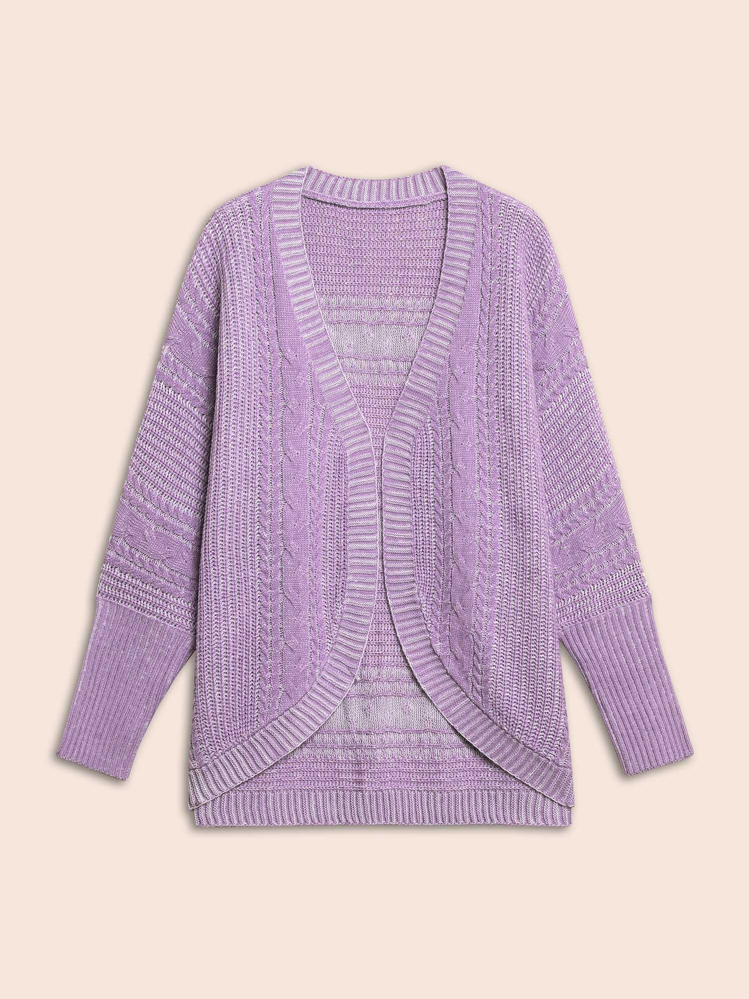 Plain Cable Knit Dolman Sleeve Cardigan