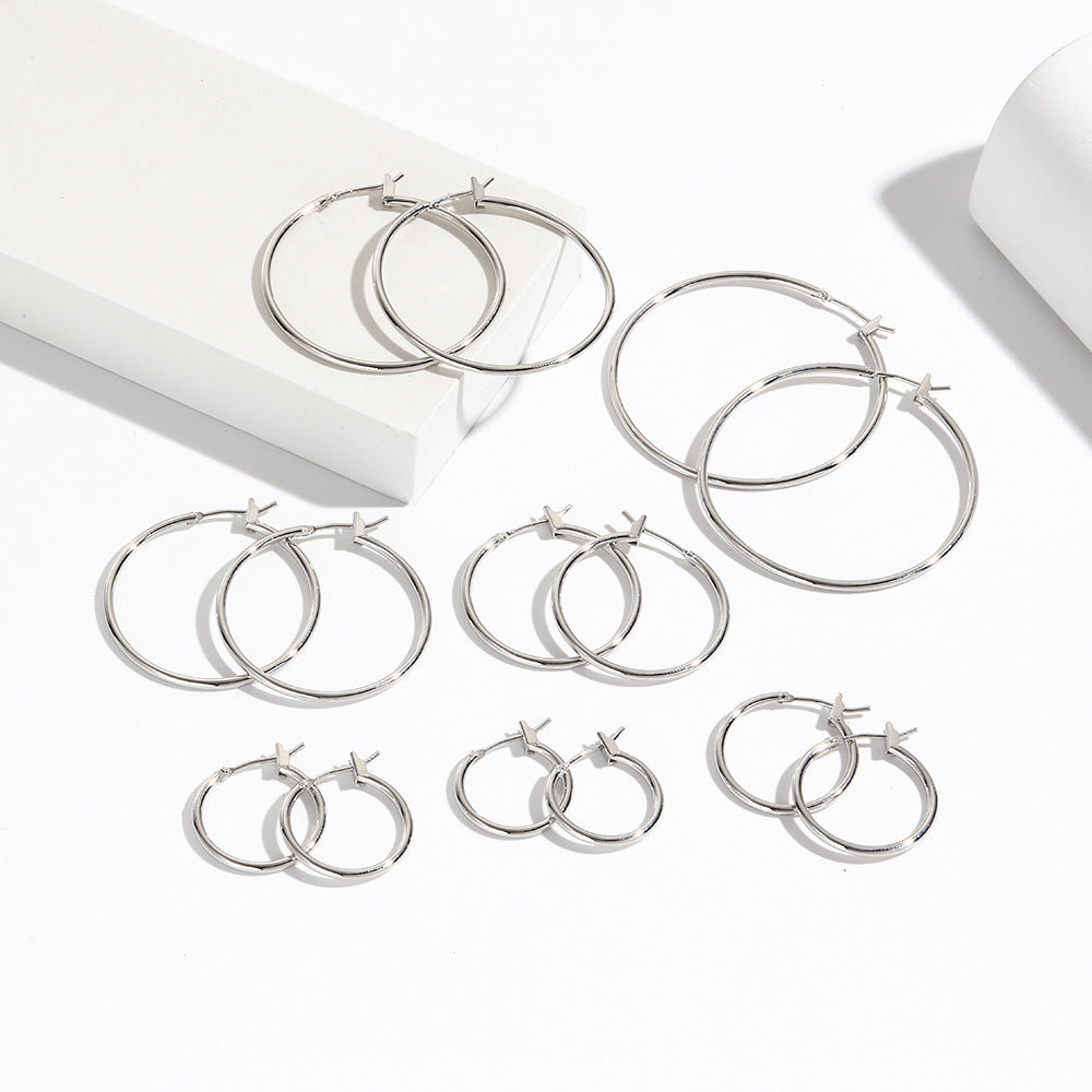 Round Geometric Copper Electroplating Earrings