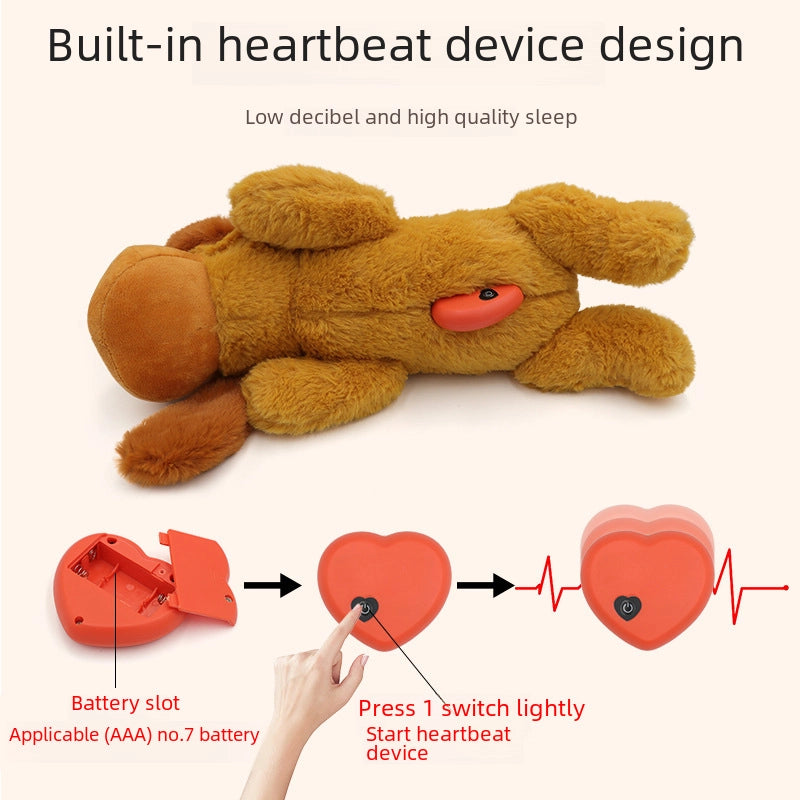Pet Soothing Plush Animal Dog Toy Simulated Heartbeat Anxiety Soothing Companion Sleep Aid Pet Toy
