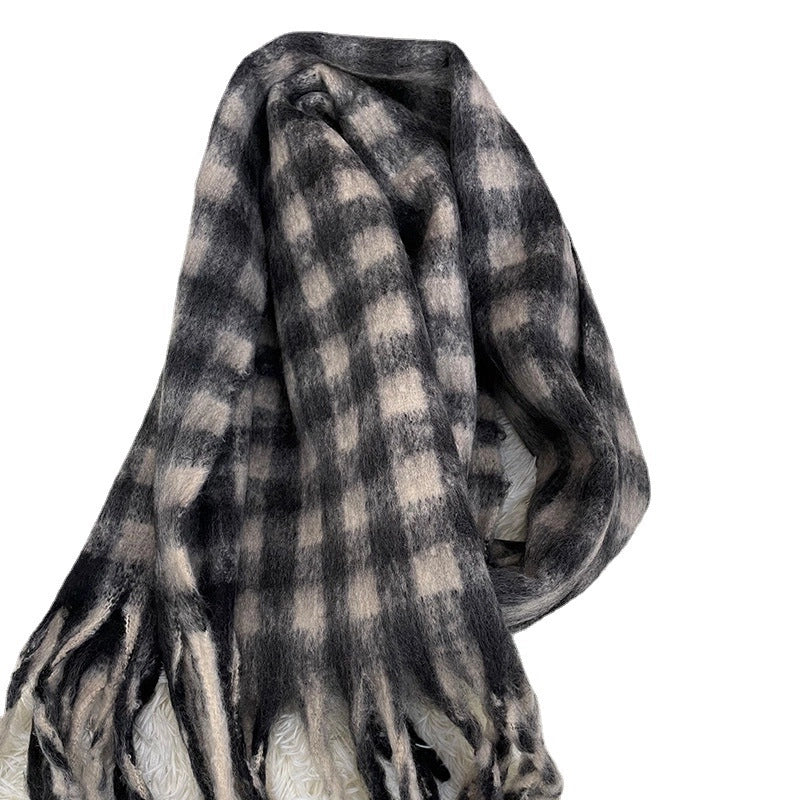 Versatile Student Shawl Warm Scarf Simple Versatile Men's And Women's Autumn And Winter High-end Sense Plaid Scarf