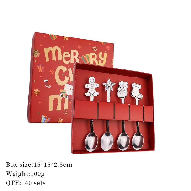 Christmas Cute Christmas Socks Gingerbread Snowman 410 Stainless Steel Spoon 1 Piece 1 Set