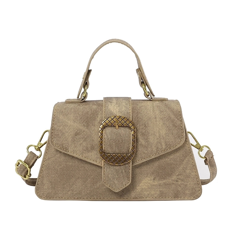 Women's Pu Leather Solid Color Vintage Style Flip Cover Handbag