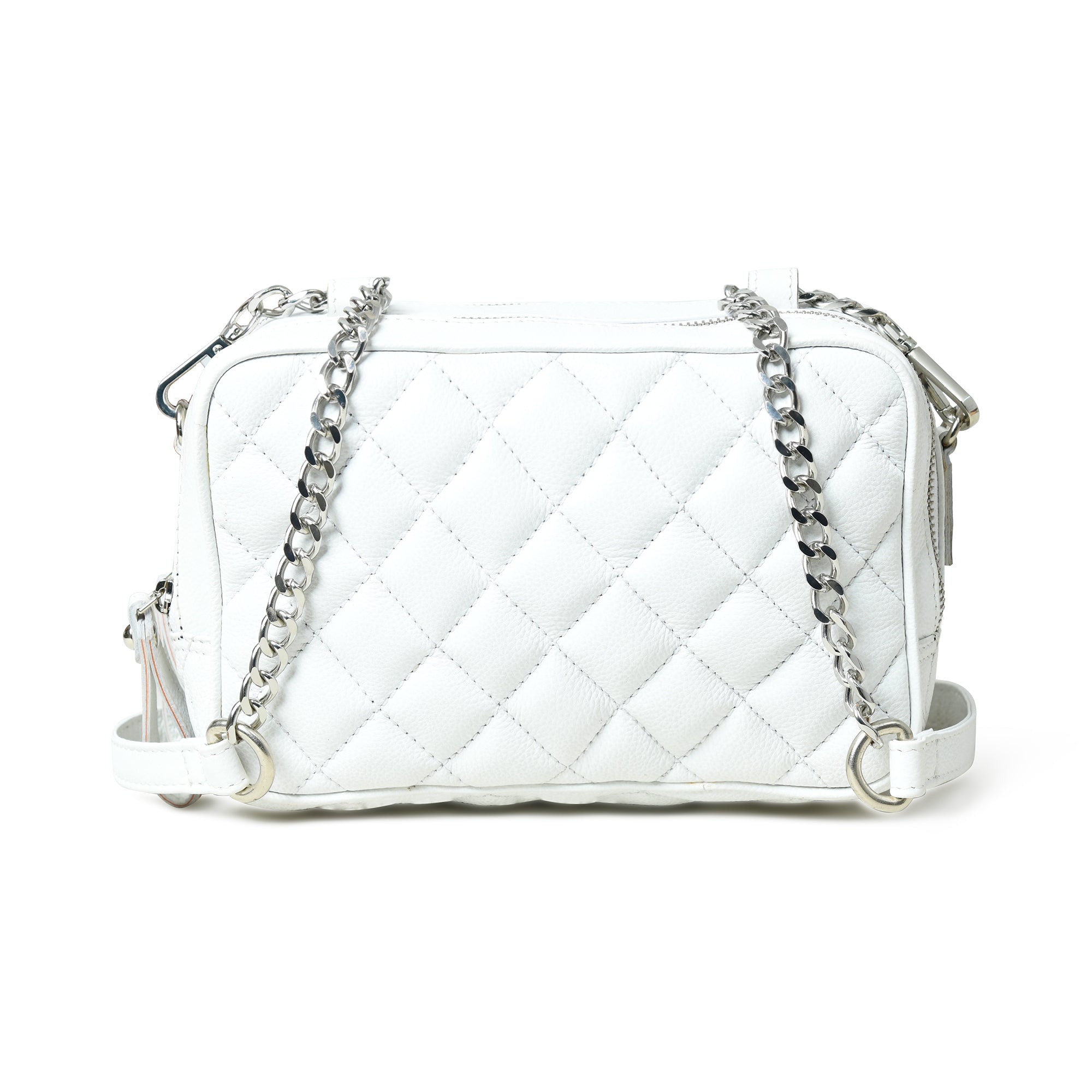 Stylish Mini Quilted Crossbody Bag. White