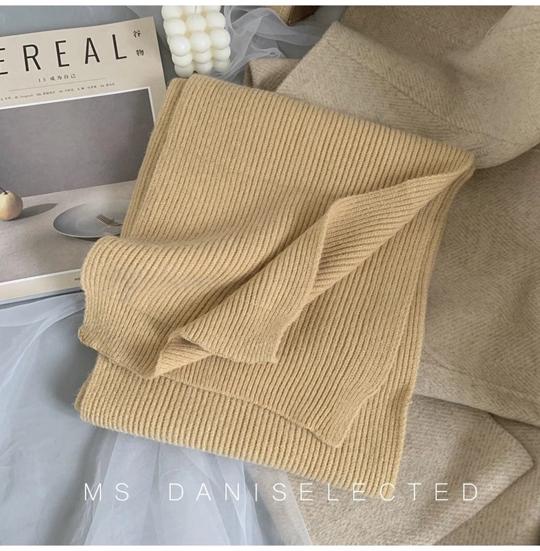 New Scarf Women's Winter Soft Warm Knitted Thickened Instagram Style Fashionable Scarf For Students