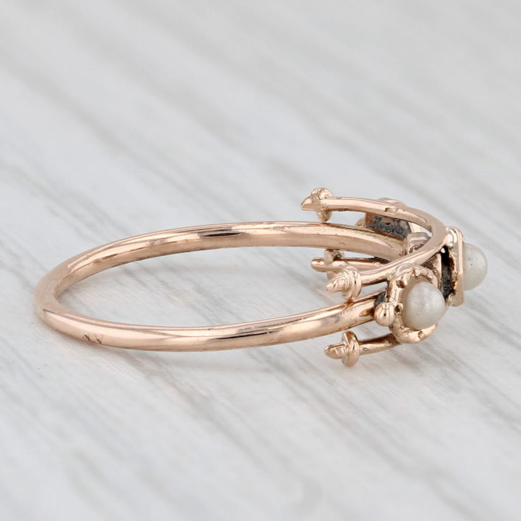 Antique Split Pearl Ring 10k Rose Gold Size 4.5 Stackable