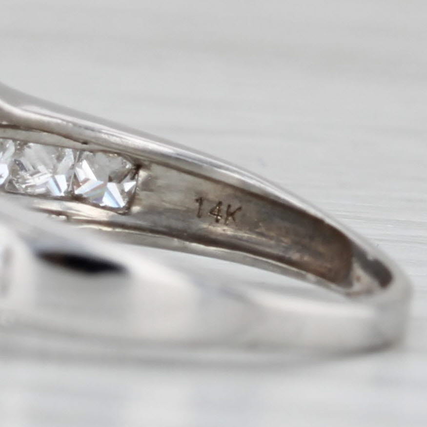 1.45ctw Diamond Halo Engagement Ring Wedding Band Bridal Set 14k White Gold