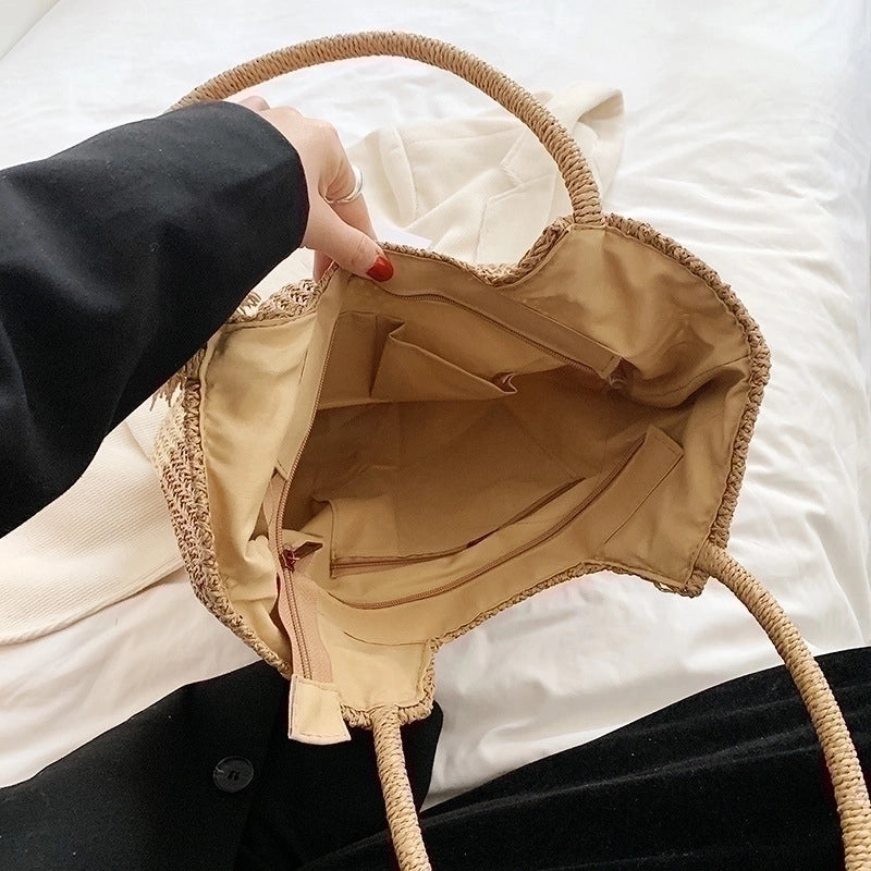 Women's Large Summer Straw Vacation Handbag