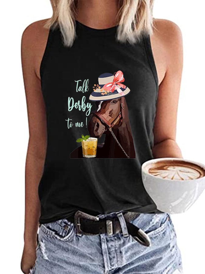 Women's Talk Derby To Me Printed Casual Tank Top