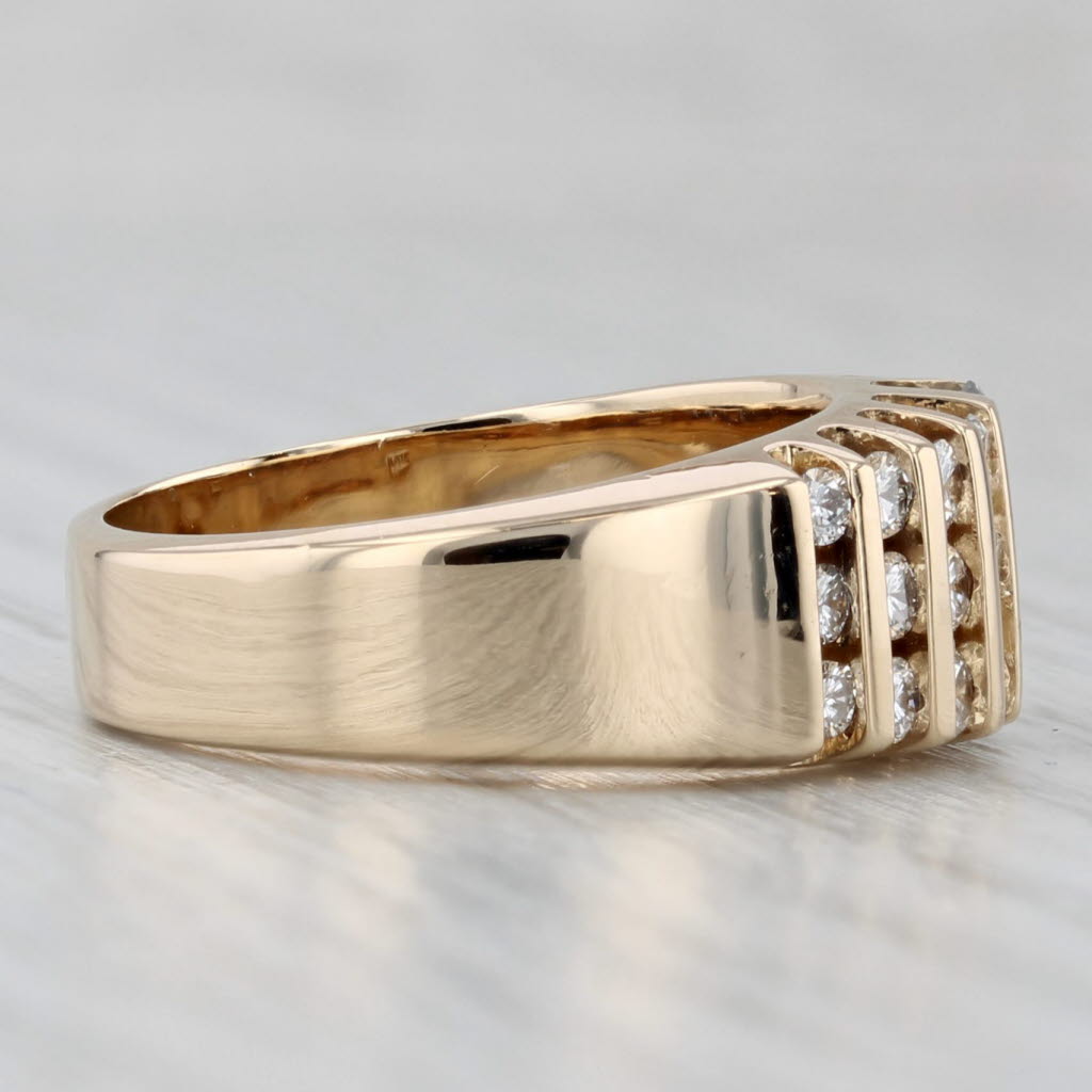 1.08ctw 3-Row Diamond Ring 14k Yellow Gold Size 6.5-6.75 Anniversary Band
