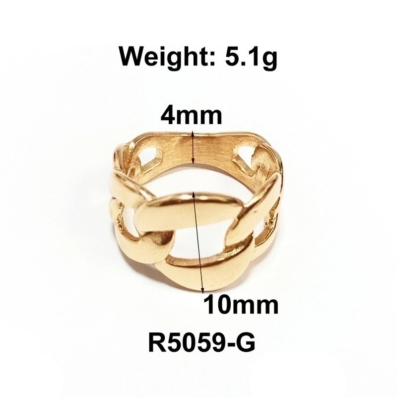 Fashion Solid Color 304 Stainless Steel Titanium Steel 18K Gold Plated Plating Rings