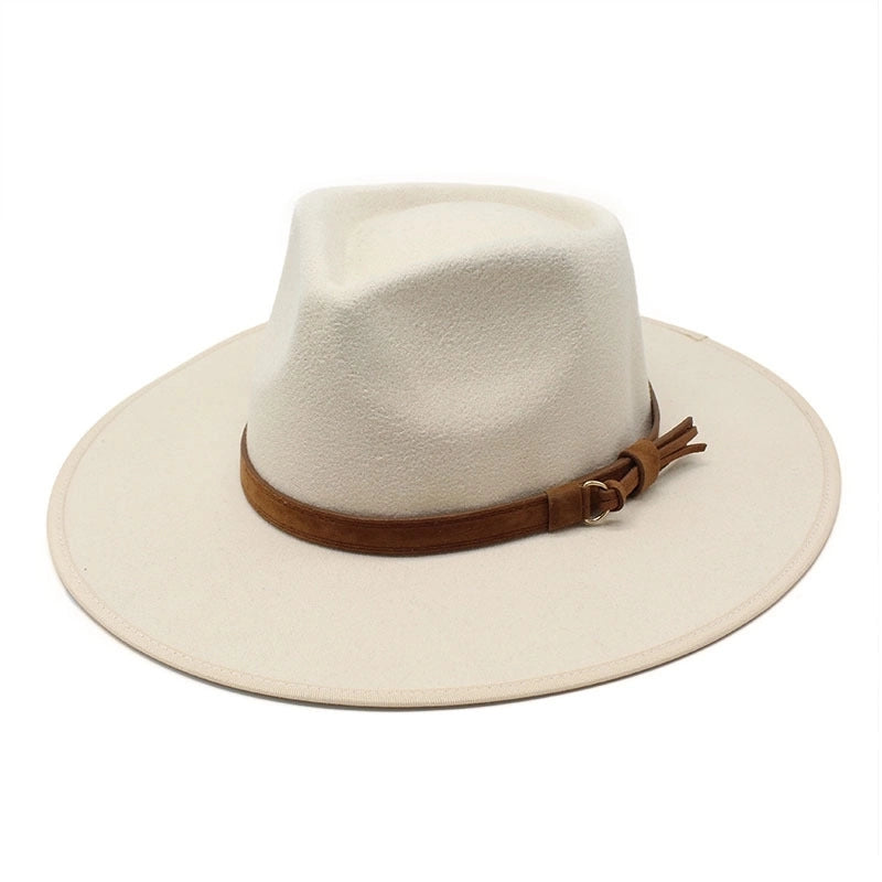 Style Felt Hat Big Brim Woolen Bowler Hat Autumn And Winter Water Drop Top Covered Men And Women Jazz Hat