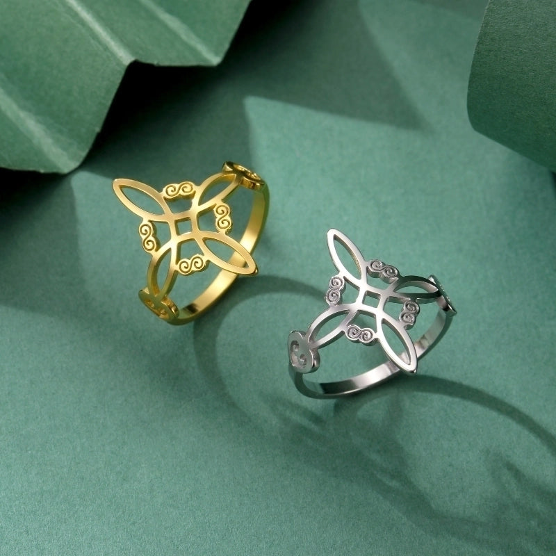 Hip-Hop Retro Witches Knot Titanium Steel Plating Rings