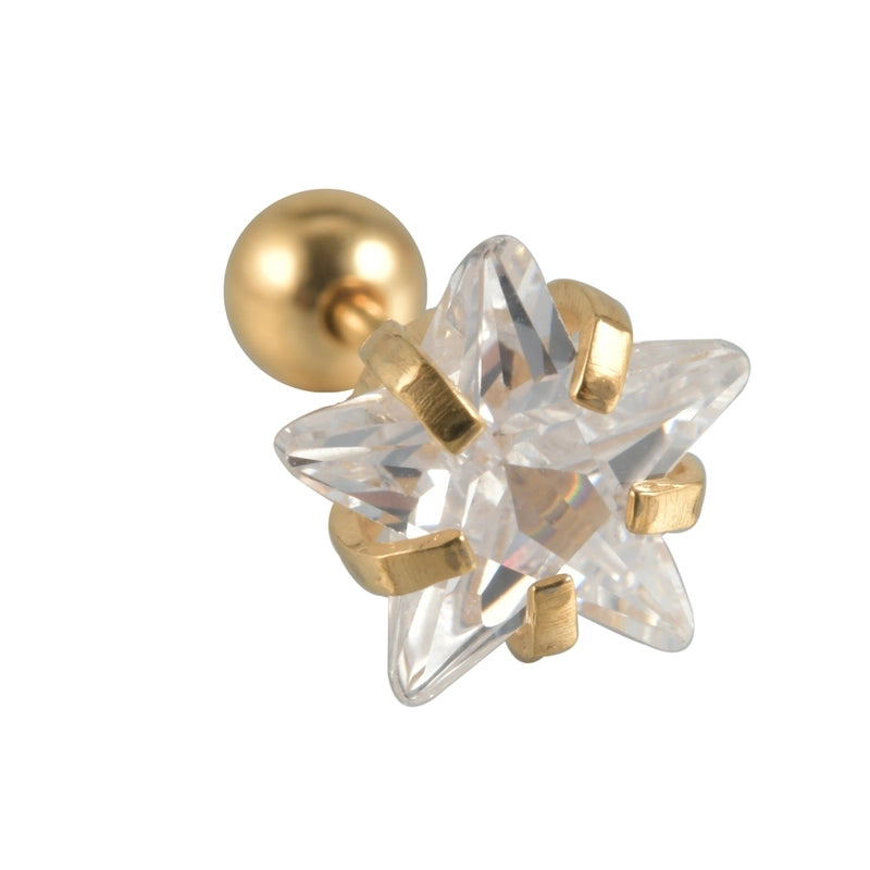 1 Piece Ear Cartilage Rings & Studs Casual Elegant Vacation Star 304 Stainless Steel Inlay Zircon 18K Gold Plated Lip Rings Ear Cartilage Rings & Studs