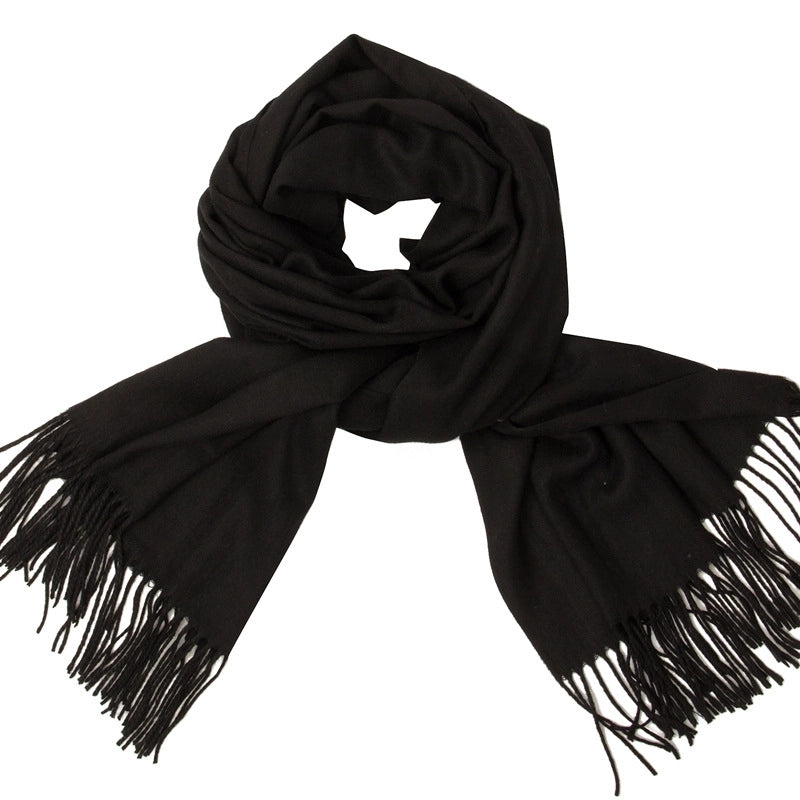 Women's Minimalist Tassel Solid Color Imitation Cashmere Scarf