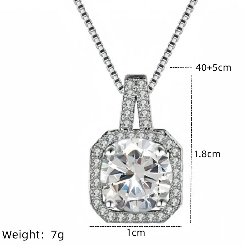 201 Stainless Steel White Gold Plated Gold Plated Classic Style Plating Inlay Square Glass Zircon Pendant Necklace