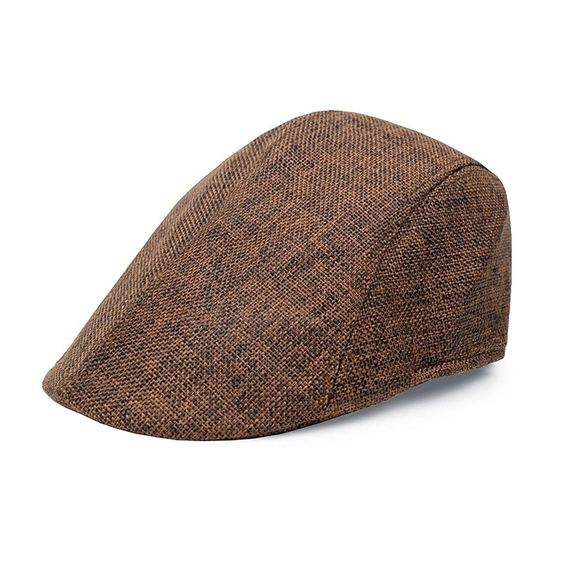 Men's Retro British Style Solid Color Curved Eaves Beret Hat