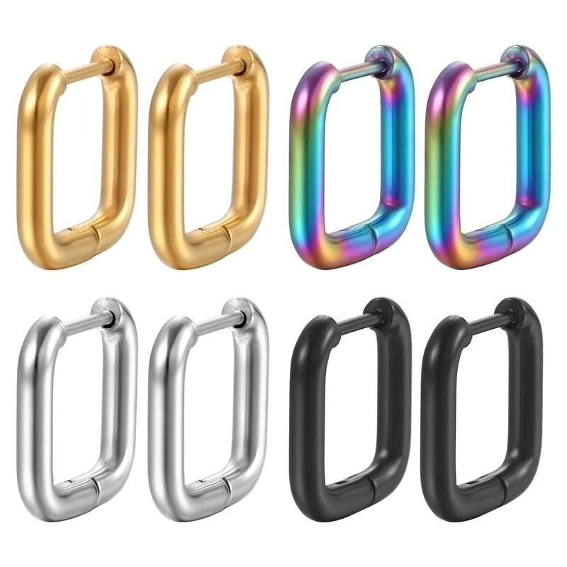 1 Pair Minimalist Square Plating 201 Stainless Steel 18K Gold Plated Earrings