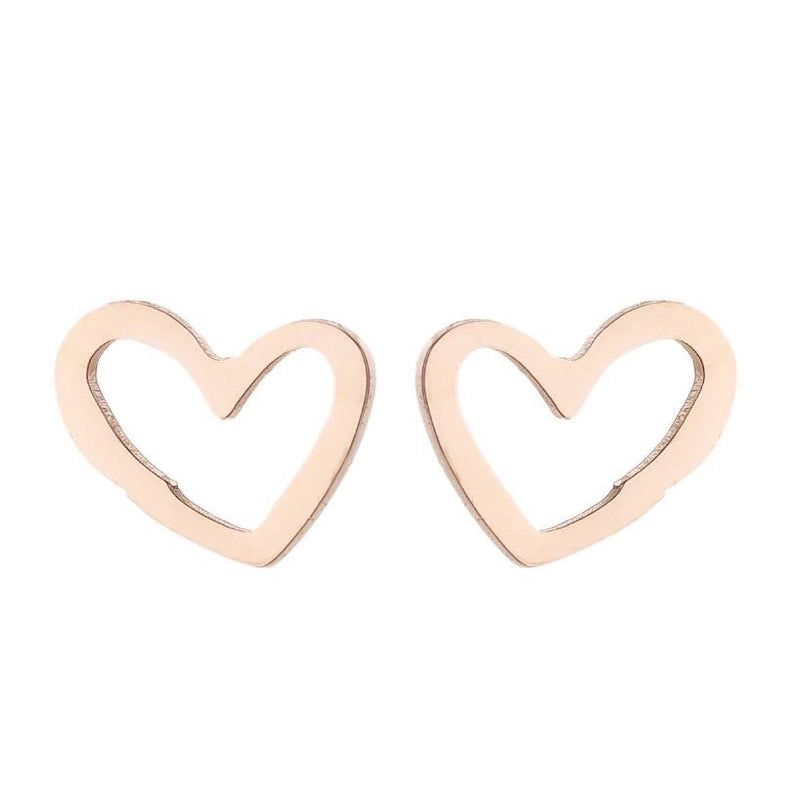 1 Pair Minimalist Heart Shape Plating 304 Stainless Steel 18K Gold Plated Earrings