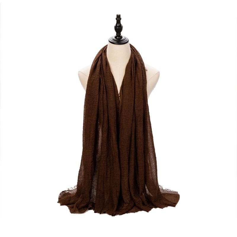 Hot Selling Women's Cotton And Linen Solid Color Baotou Scarf Cover Pleated Short Beard Headscarf