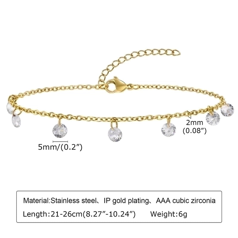 Minimalist Geometric 201 Stainless Steel Zircon 18K Gold Plated Plating Stainless Steel Necklaces