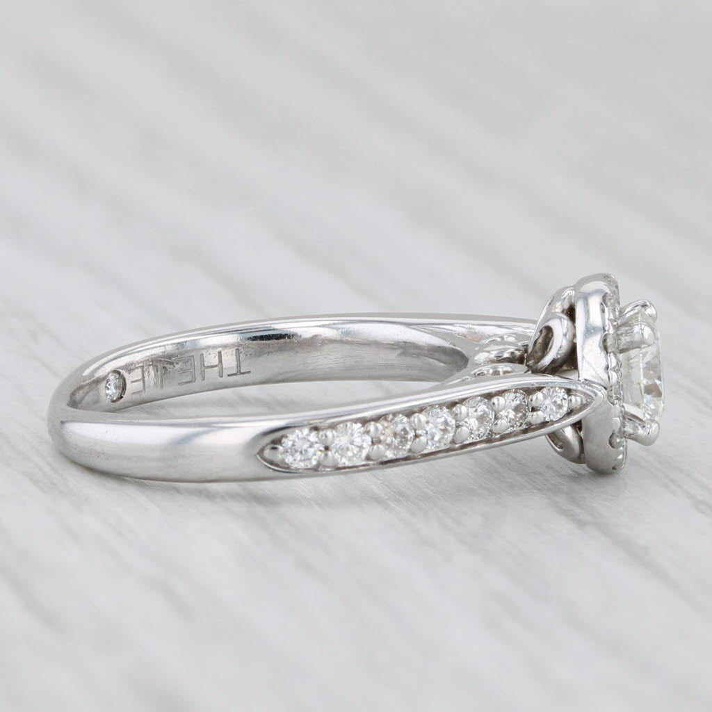 0.83ctw The Leo Diamond Engagement Ring Round Halo 14k White Gold Size 4.75
