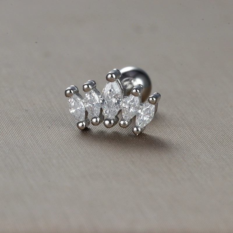 1 Piece Minimalist Star Heart Shape Crown Plating Inlay Stainless Steel Zircon Ear Studs