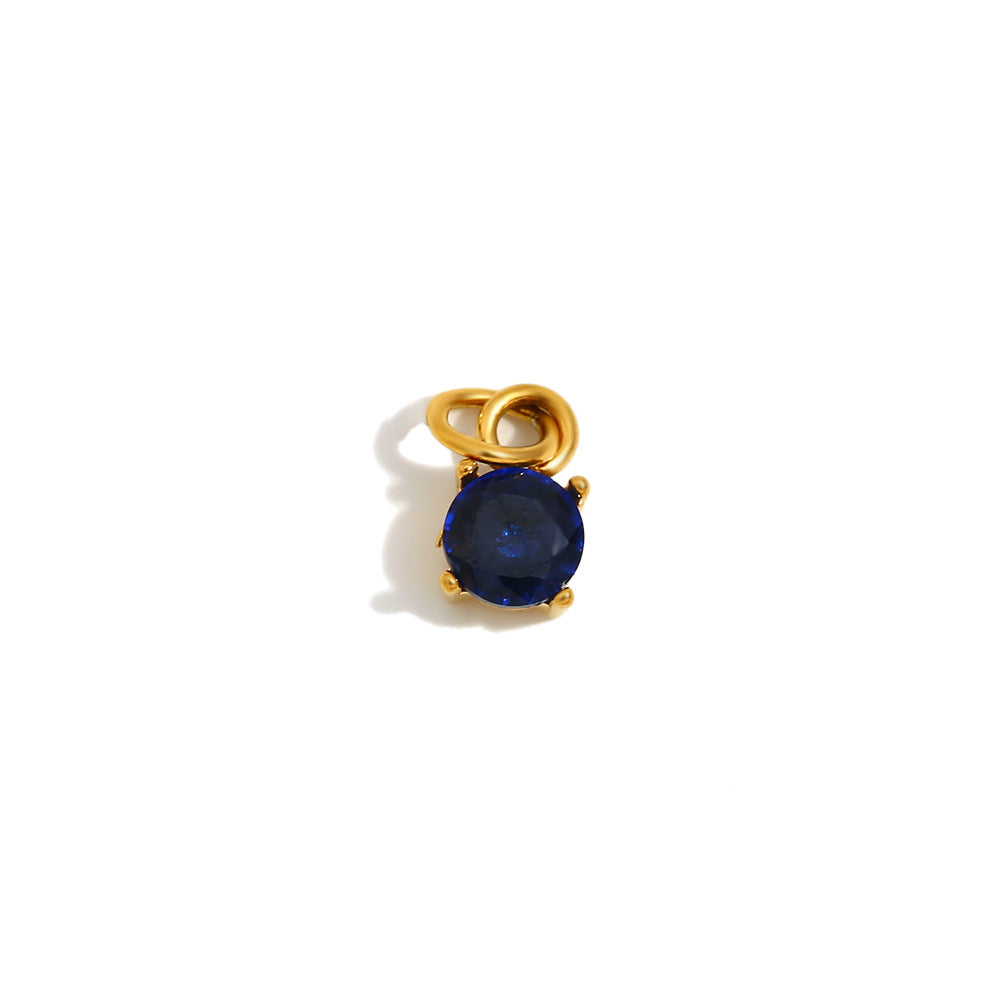 Simple And Versatile Colorful Diy Accessories Pendant Stainless Steel Plated 18K Gold Small Gemstone Pendant