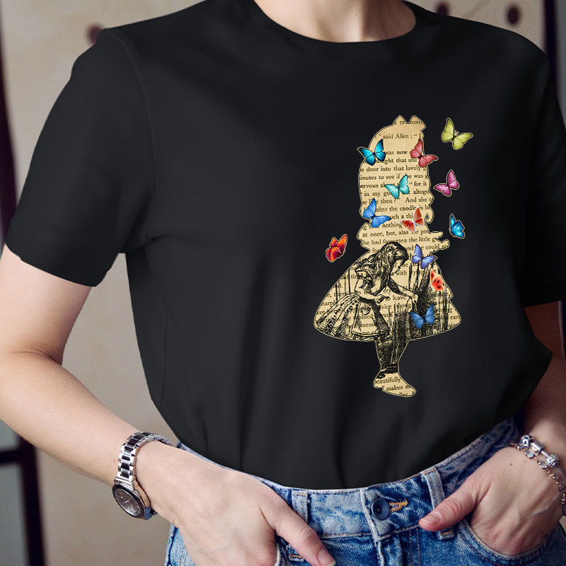 Vintage Wonderland Butterfly Teacher T-Shirt