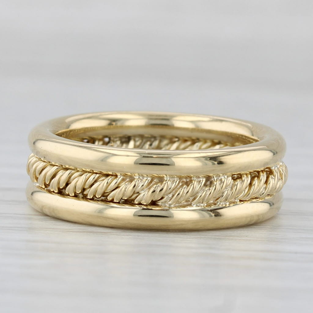 Rope Center Wide Band Ring 18k Yellow Gold Size 6 Wedding Stackable