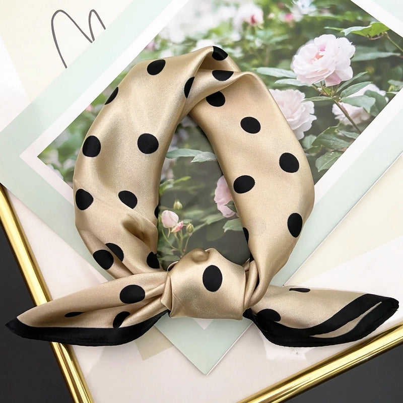 Women's Streetwear Polka Dots Satin Printing Silk Scarf
