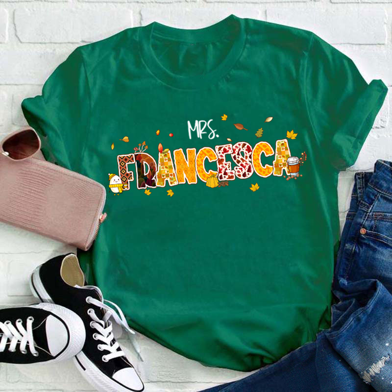 Personalized Name Humpty Had a Great Fall Teacher T-Shirt