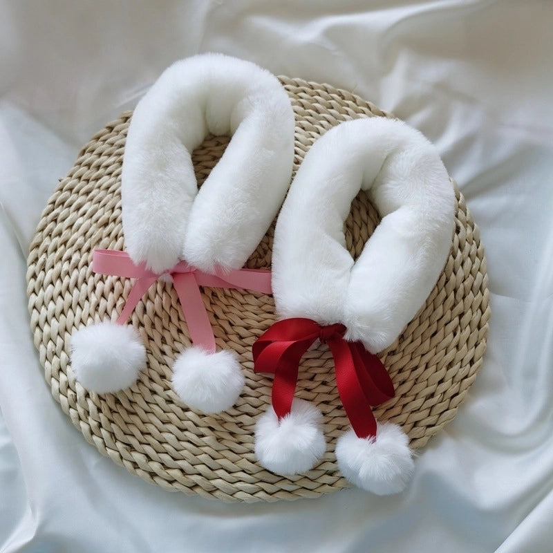 Women's Cute Solid Color Plush Scarf