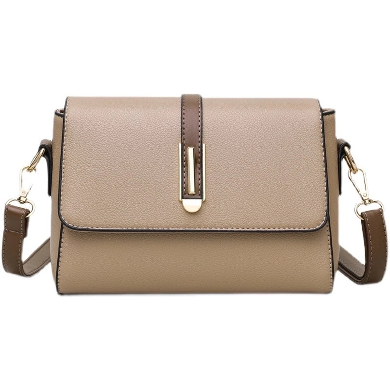 Small Square Bag Women's New Fashion Soft Leather Women's Shoulder Crossbody Bag Solid Color High-end Texture Middle-aged Mother Bag