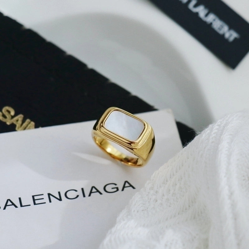 Minimalist Square Stainless Steel Plating 18k Gold Plated Rings