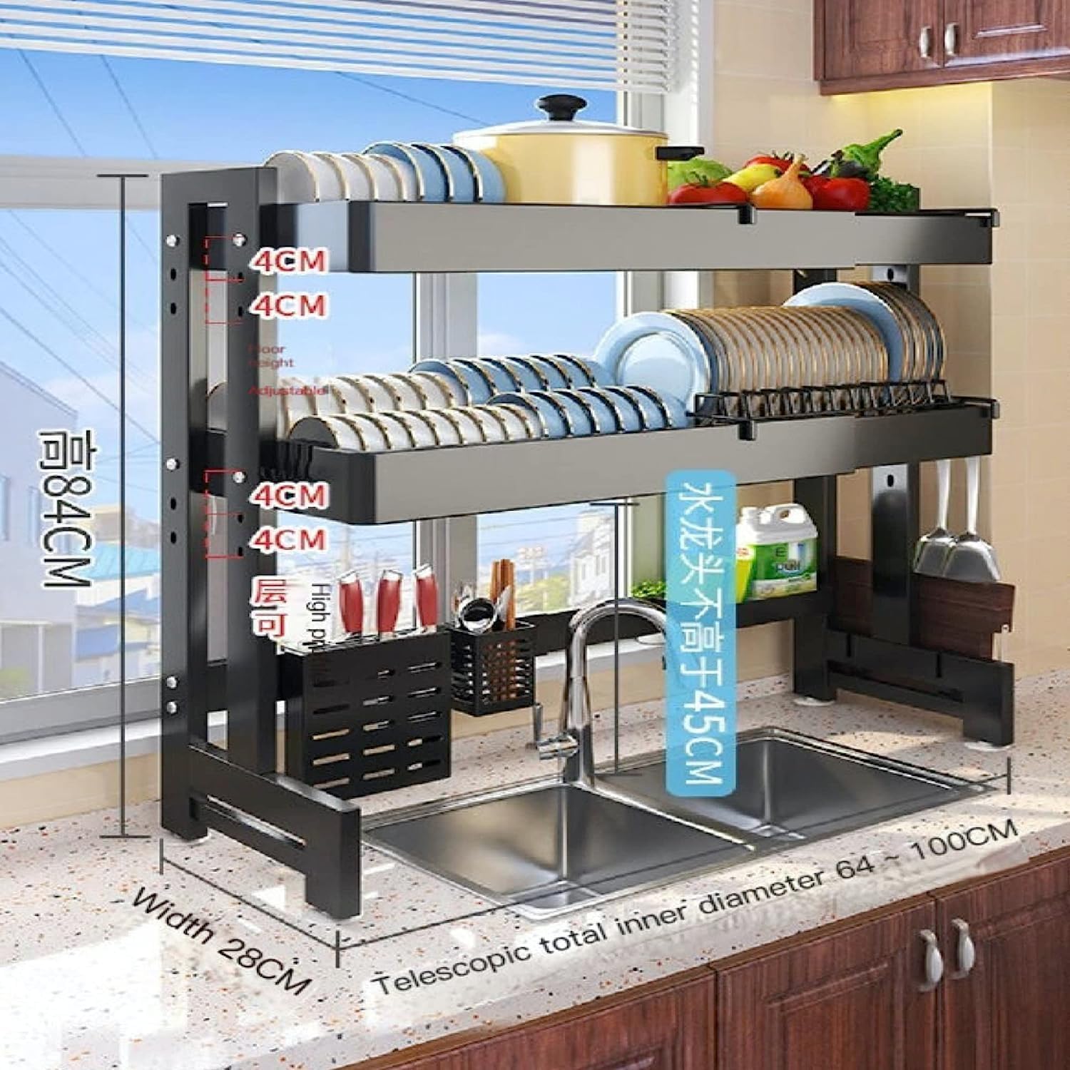 Adjustable Kitchen Sink Rack. Kitchen Over the Sink Rack Extendable